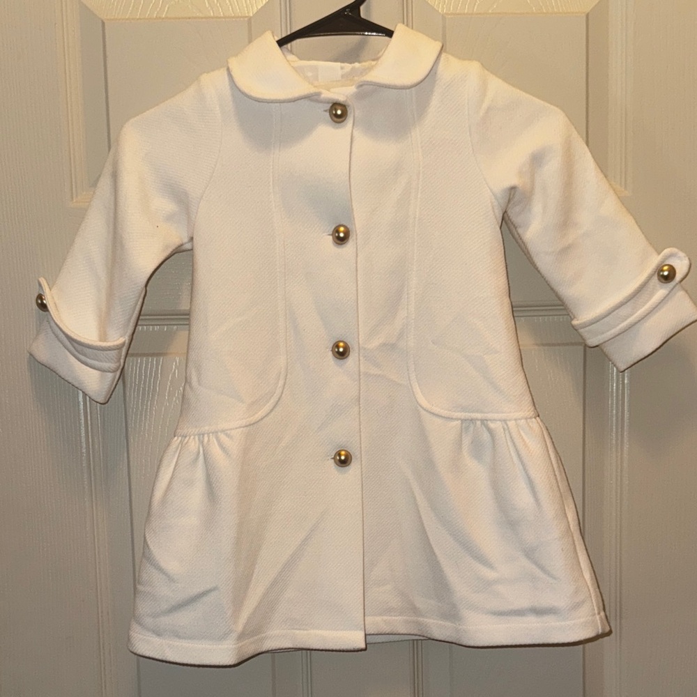 Copper Key Cream Kids Pea Coat with Gold Buttons